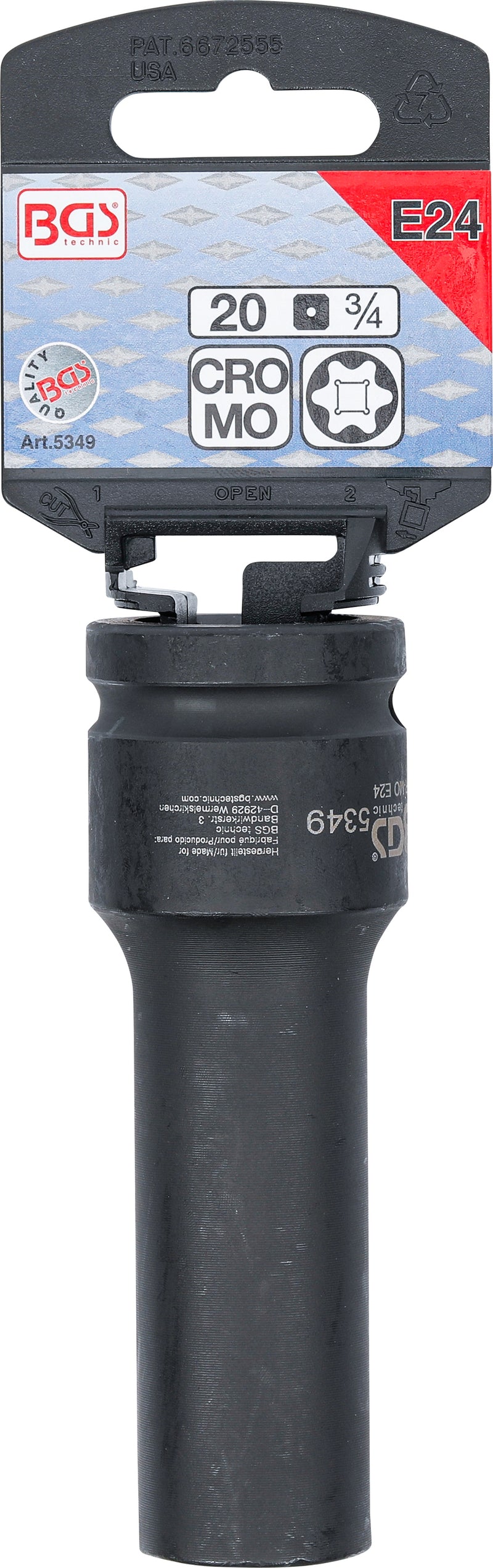 Krafthylsa E-profil, djup | 20 mm (3/4") | E24 mm