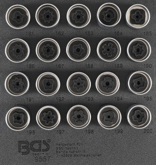 Verkstadsvagninlägg 1/6: Fälglås-Verktyg-sats för Opel (Typ B) | 20 delar